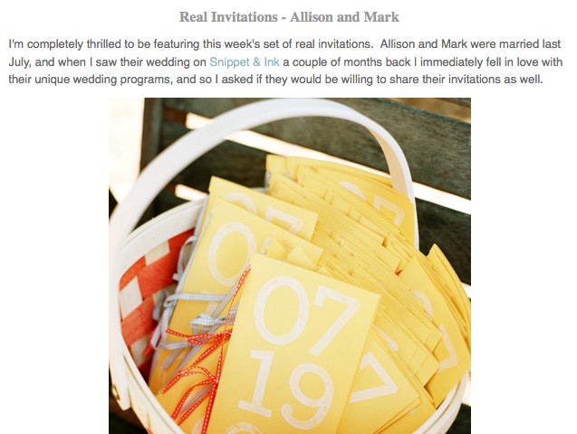 Oh So Beautiful Paper_ Real Invitations - Allison and Mark