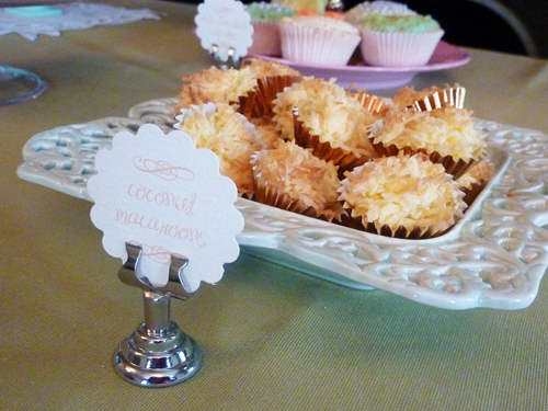 cake buffet labels coconut macaroons