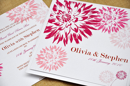 Delightful Dahlia Wedding Invitation by mini Moko