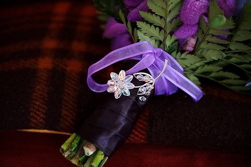 My great grandmother's brooch on my bouquet