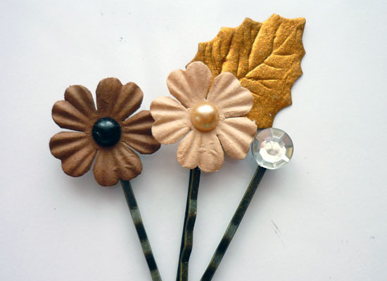 Finished Paper Flower Hair Pins