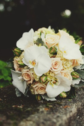White Orchid and Rose Bouquet