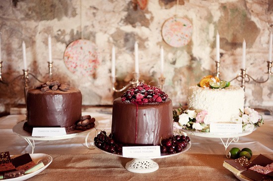 trio of wedding cakes