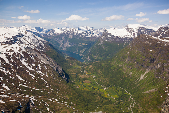 View of Geiranger from Dalsnibba Peak.