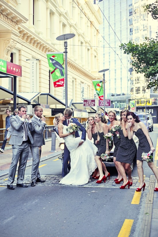 The bridal party quite literally stopping traffic