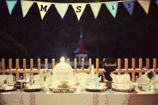 Our rustic, retro and in love with birds head table