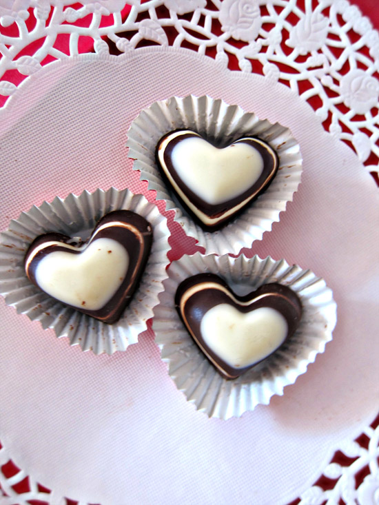 striped heart chocolates