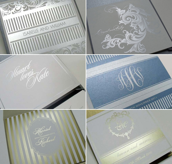 metallic wedding stationery
