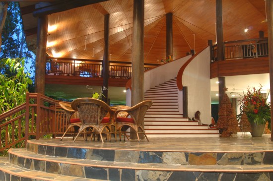 Thala Beach Lodge Lobby at sunset