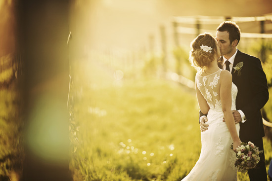 Using the afternoon golden light in a vineyard gives a romantic warm glow.