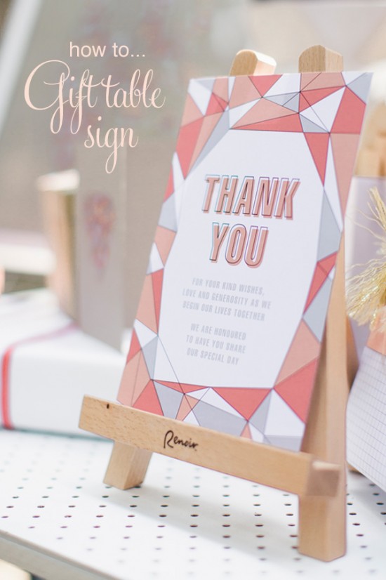 Geometric gift thank you sign
