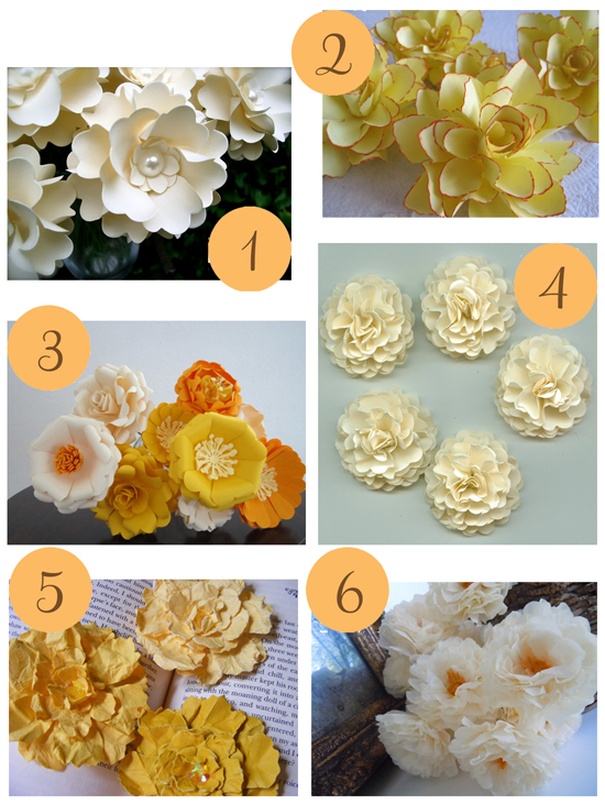 Cream and yellow paper flowers