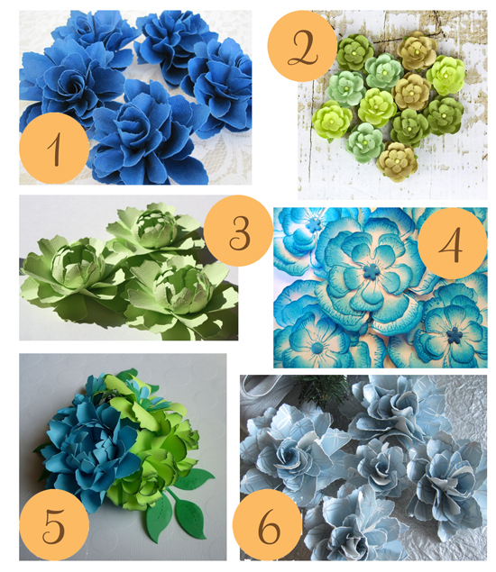 Blue Green Paper Flowers