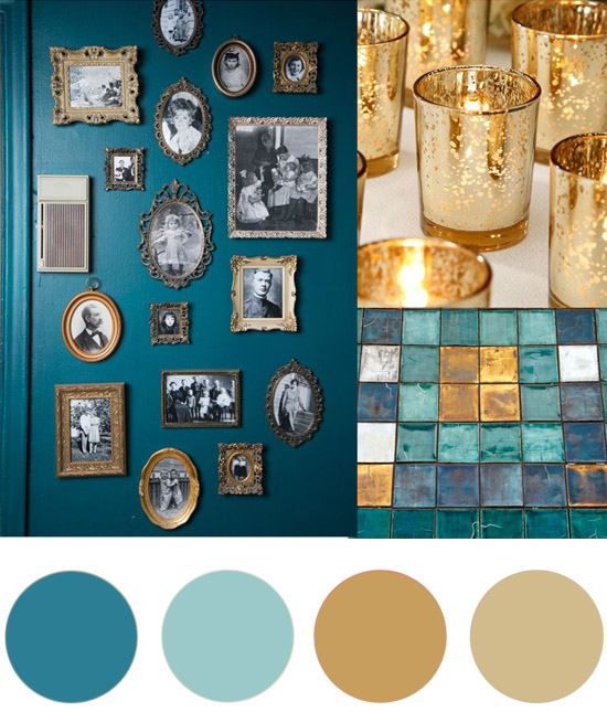 Christmas colour palette teal and gold
