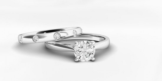 A Matching Platinum Wedding Ring and engagement Ring 