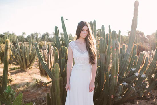 bride in cactus garden