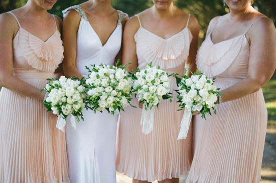 bridesmaids in soft beach dresses