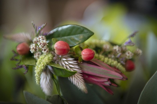 green and berry boutonniere.