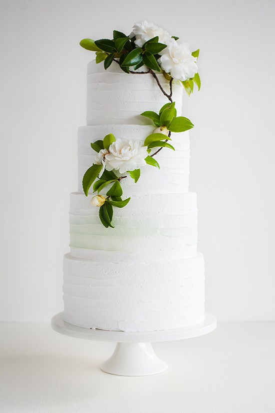 green and white wedding cake