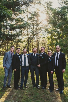 groom and groomsmen in pineforest wedding