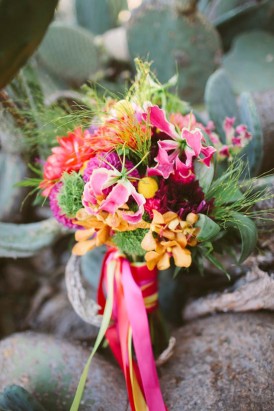 hot pink and orange wedding bouquet