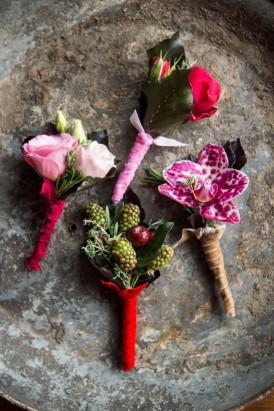 red and pink boutonniere