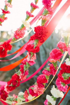 red and pink flower garland
