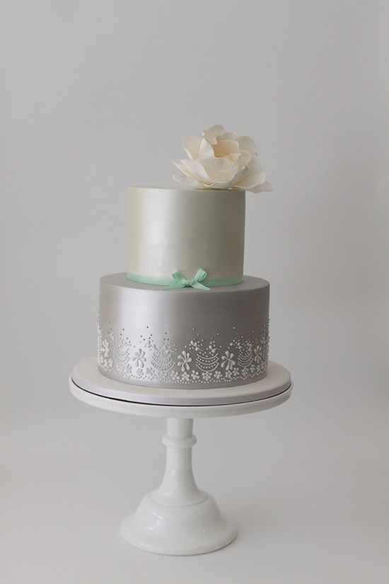 silver and pearl cake