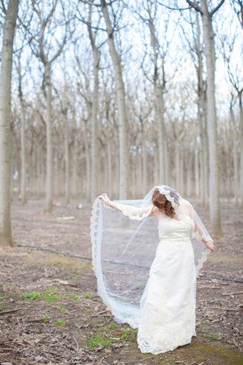 Bride with lace edged veil