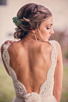 Deep Cut lace Wedding gown