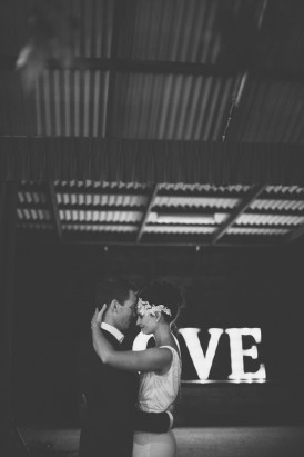 First dance with marquee lights