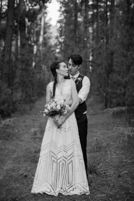 Forest Wedding Portrait in Black and White