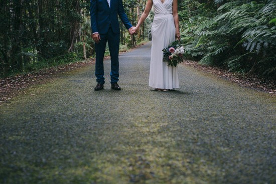 Forest road wedding photo
