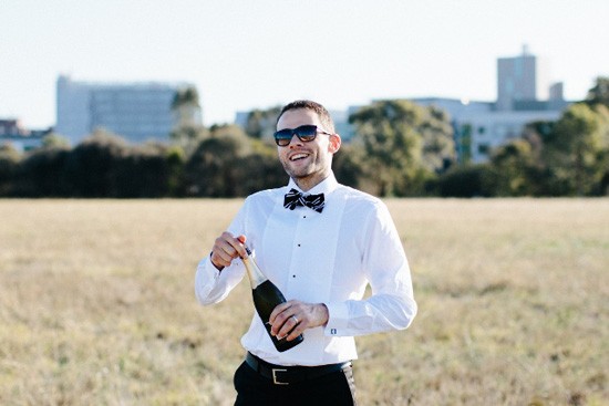 Groom with champagne