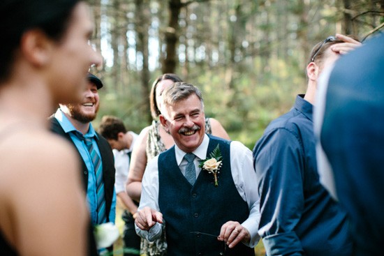 Happy guests at forest wedding