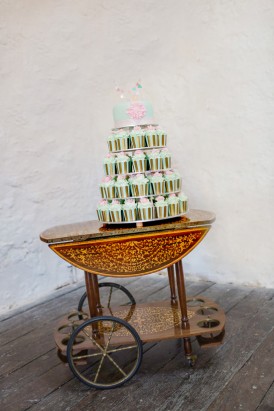 Mint cupcake wedding cake