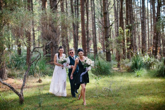 Processional at forest wedding