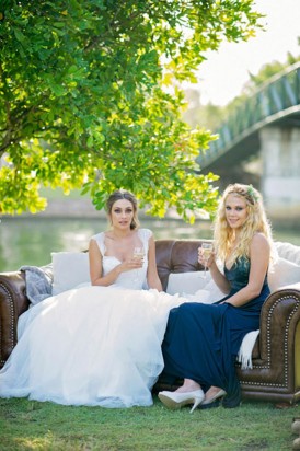 Waterside bride and bridesmaid