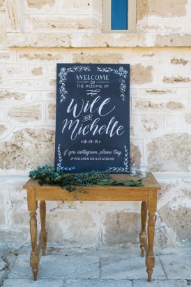 Welcome sign for wedding ceremony