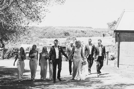 black and white photo of bridal party