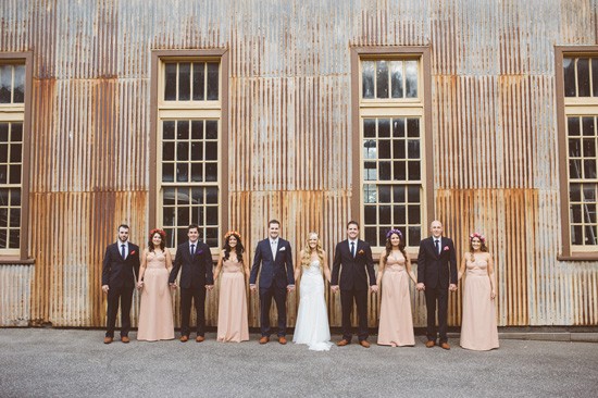 bridal party with corrugated iron