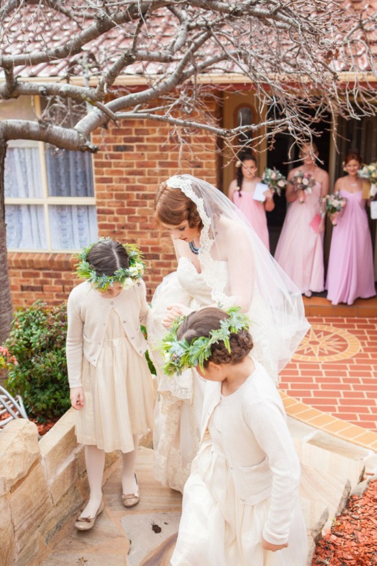 bride with flowergirls