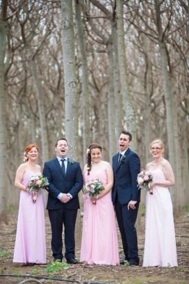 bridesmaids in lavender and pink
