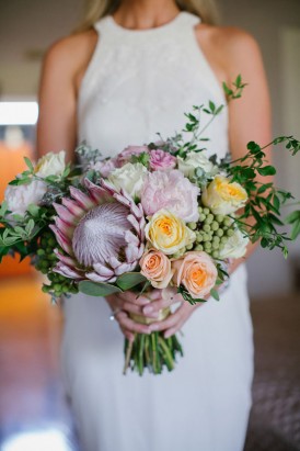 pink peach and yellow bouquet