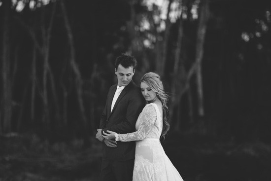 Black and white newlywed photo