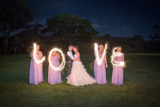 Bridal Party Love With Sparklers