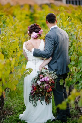 Bride and groom at Brookside Vineyard
