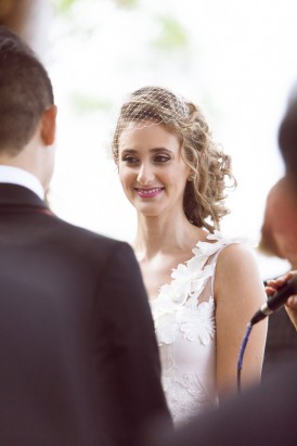 Bride with loose curly updo