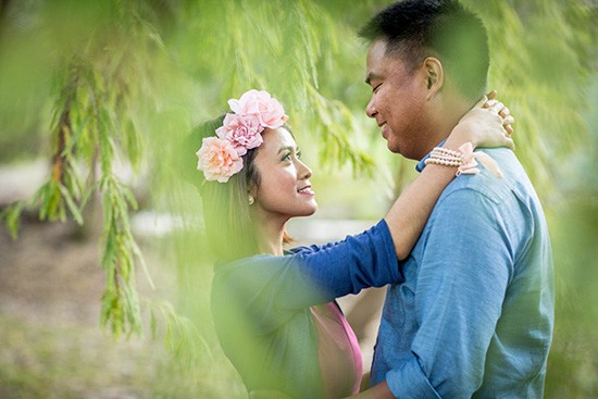 Engagement photo with flower crown