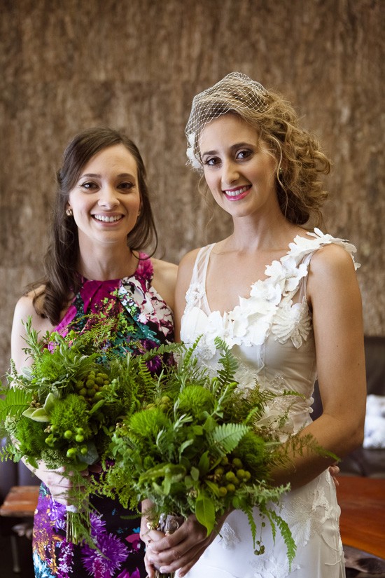 Greeneyr bouquets for bride and bridesmaid